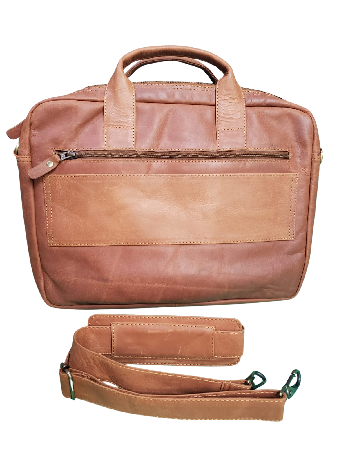 Brown leather bag with hand and  shoulder strap