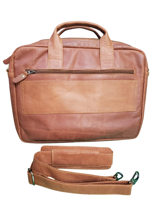 Brown leather bag with hand and  shoulder strap