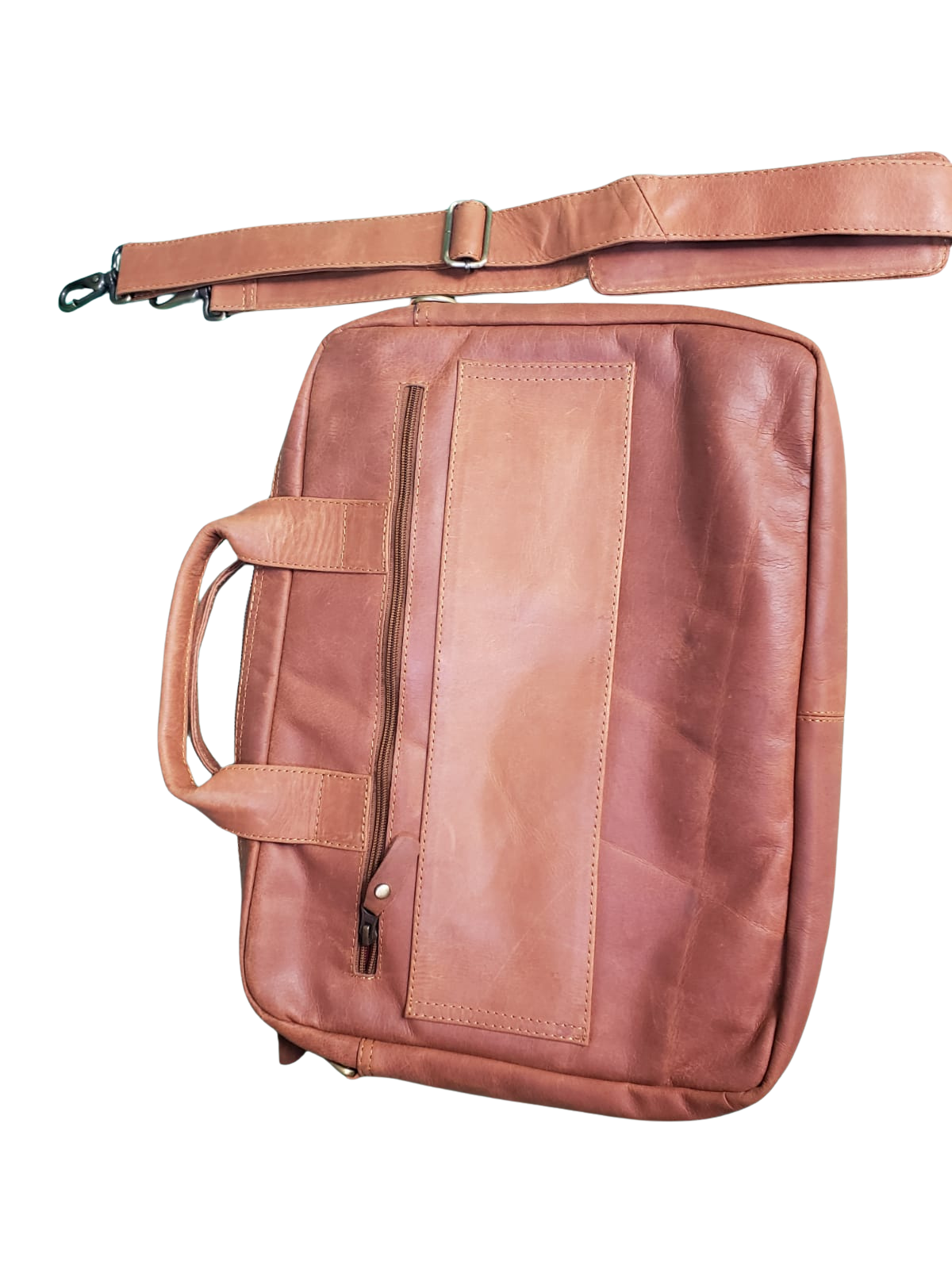 Brown leather bag with a strap