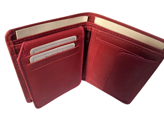 Dark-Pink leather wallet with card slots