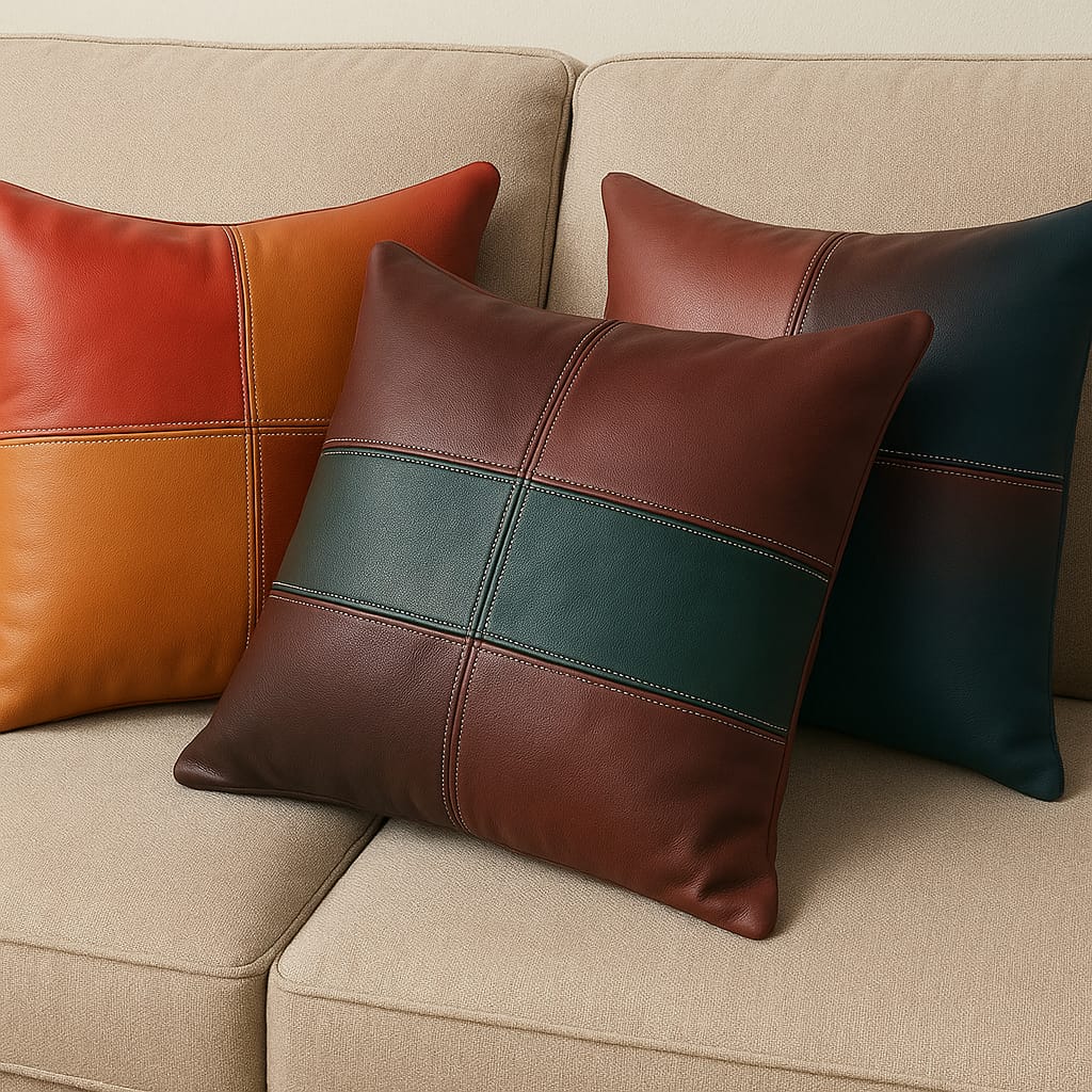 Multi color Leather Sofa Cushion Cover